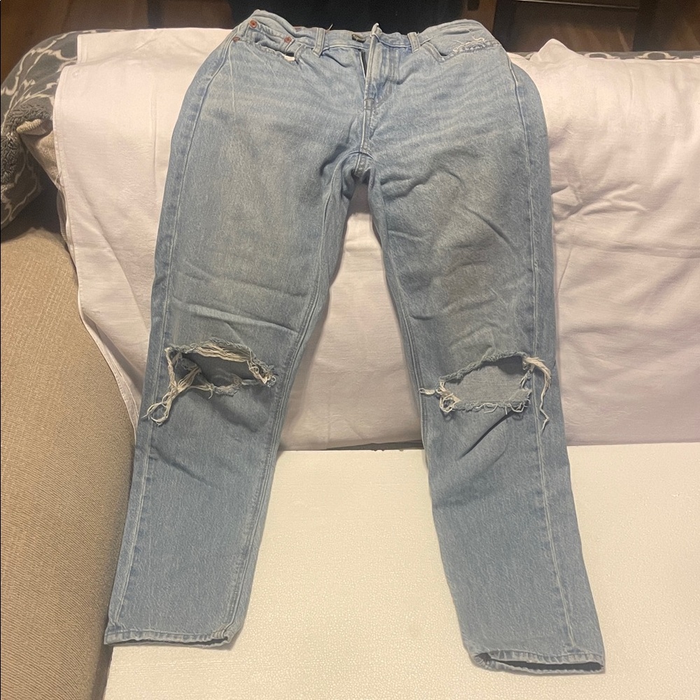 American Eagle Outfitters Light Blue Ripped Boyfriend Jeans